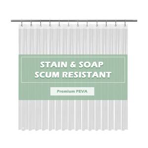 lot 28896 image: Crystal Clear Shower Curtain Liner 72x72, PEVA Waterproof Bath Curtain, No Chemical Smell, 3 Weighted Magnets, Durable with Rustproof Metal Grommets - Retail $4
