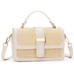 lot 28899 image: Straw Crossbody Purses Bags for Women, Top Small Summer Handbags Beach Vacation Clutch Leather Shoulder Bag, White - Retail $23
