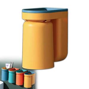 lot 28901 image: Toothbrush Holder Wall Mounted with Cup,2-in-1 Toothbrush Holders & Cups Set,Inverted Design for Easy Cleaning and draining,Stick-on Toothbrush Holder for Bathroom (Yellow) - Retail $8