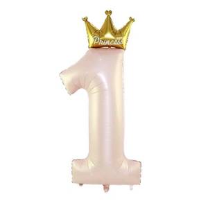 lot 28912 image: 40-Inch Pink Number 1 Princess Crown Balloons, 1st Birthday Balloons for Girls, 1st Birthday Party Decorations, Princess Party Decorations Supplies. (Pink) - Retail $7