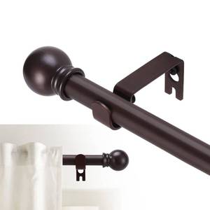 lot 28915 image: Curtain Rods for windows 32-48 inch, 58 inch Decorative Brown Splicing Heavy Duty Metal Curtain Rod set with Brackets - Retail $10