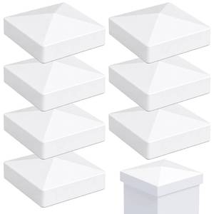 lot 28922 image: 4x4 Vinyl Fence Post Caps Fits True 4x4 Vinyl, 8-Pack White - Retail $16