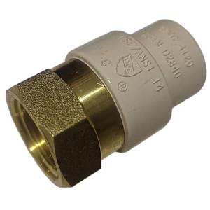 lot 28928 image: 1 Pack XFITTING CPVC Brass Adapter, 12 Female CPVC to Brass NPT - Retail $10