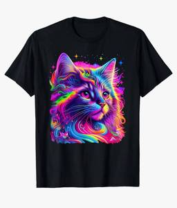 lot 28938 image: Colorful Rainbow Cat Graphic T-Shirt - Retail $21
