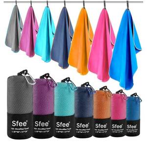 lot 28939 image: 2 Pack Microfiber Travel Towel, Quick Dry Towel Camping Beach Towel Super Absorbent Compact Lightweight Sports Gym Towels Set for Beach, Gym, Hiking, Pool, Backpacking, Bath, Yoga - Retail $9