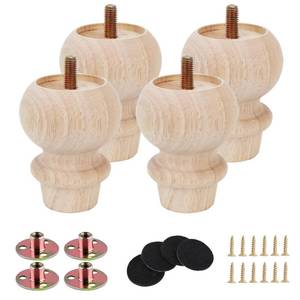lot 28940 image: 3 Inch Wooden Unfinished Bun Feet for Dresser Legs Couch Sofa Cabinet Ottoman DIY Replacement Wood Furniture Legs Set of 4 - Retail $17