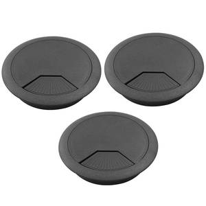lot 28942 image: 3.15 inch Desk Wire Cord Cable Grommets, 3pcs, Black (one lid is shipped and damaged see Picture for reference) - Retail $4