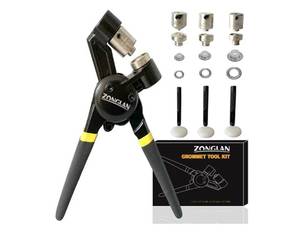 lot 28959 image: Grommet Tool Eyelet Tool Multi-Purpose Handheld Manual Hole Punch Rivet Press Plier Crimper 3 Interchangeable Dies (only tool Included) - Retail $40