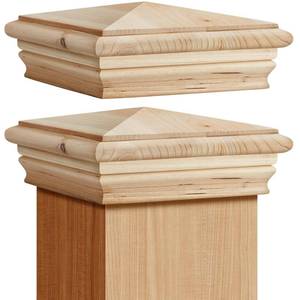 lot 28960 image: 1 Pc 6 x 6 Inch (Actual 5.5 x 5.5) Wood Newel Post Cap Fence Post Cap for 5-58 Fence Topper Top Resistant Decking Caps for Outdoor Fences, Mailboxes and Decks (Cedar) - Retail $21