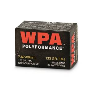 lot 13966 image: Wolf WPA Polyformance, 7.62x39mm, FMJ, 123 Grain, 20 Rounds