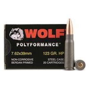 lot 27940 image: Wolf WPA Polyformance, 7.62x39mm, HP, 123 Grain, 20 Rounds