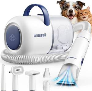 oneisall Dog Grooming Vacuum Kit with 6 Tools | 15000Pa Suction, Clippers