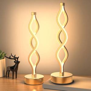 Gold Modern Infinity LED Table Lamp 2-Pack, Spiral Accent, Dimmable Lamp