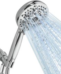 lot 21032 image: JDO 6-Setting Handheld Shower Head, 4.7-in Chrome Detachable Set, 59-in Hose