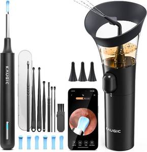 lot 21033 image: KAUGIC Ear Cleaner with Camera, Wax Removal Kit, 7 Spoons, Black
