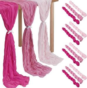 lot 21034 image: Remagr 12 Pcs Gradient Rose Pink Cheesecloth Gauze Table Runners  Boho