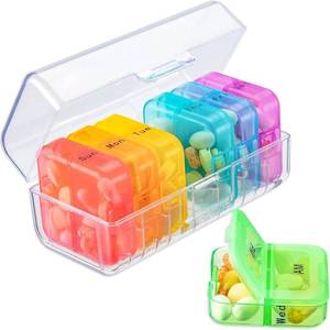 lot 21068 image: Zoksi Weekly Pill Organizer, Wallet-Size AMPM, 2x Daily, Easy-Open Tracker