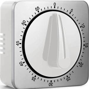 lot 21069 image: Mechanical Kitchen Timer with Loud Alarm, Magnetic Backing, Stainless Steel