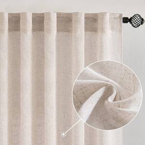 lot 21088 image: MIULEE White Linen Curtains 52x84, 2 Panels, Rod Pocket Back Tab, Ivory