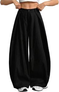 lot 21090 image: BEAUDRM Womens Wide-Leg Baggy Cargo Pants Oversized Pleated Dress Pants Medium
