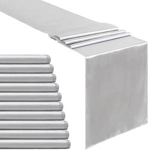 lot 21091 image: Silver Satin Table Runners 6-Pack 12x108 in Silk Smooth