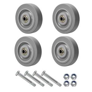 lot 21092 image: 4 Caster Wheels, 38 Bore, Non-Marking Rubber, Set of 4, 1200lbs