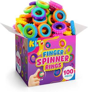 lot 21093 image: KLT Fidget Toys Bulk 100-Pack Finger Spinner Rings Textured Sensory Toys