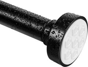 lot 21096 image: Matte Black Adjustable Shower Curtain Rod 31-58 No Drilling, ABS Base