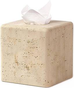 lot 21099 image: YMXYJM Resin Tissue Box Cover, Travertine Look, Square Holder