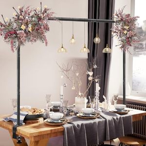 lot 21108 image: Rod Stand with Clamps, Black Balloon Arch Frame, 31 110 in L, 31 64 in H