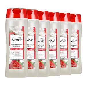lot 21116 image: Suave Strawberry Delight Body Wash, Glycerin & Vitamin E, 18 oz, 6 Pack