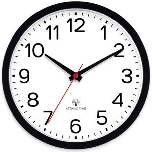 lot 21121 image: AKCISOT 14-Inch Wall Clock, Silent Battery-Operated Analog, Black