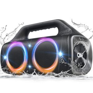 lot 21122 image: IP67 Waterproof Bluetooth Speaker 80W Peak 20H BT 5.3 Deep Bass TWS Black