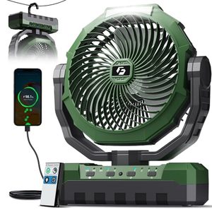 lot 21125 image: FRIZCOL 3-in-1 Camping Fan, Rechargeable 24000mAh w Light &amp Remote