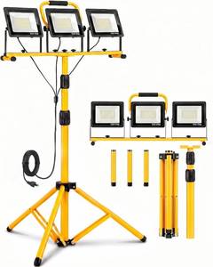 lot 21143 image: 21000-Lumen LED Work Light with Stand, 3-Head Tripod, 48 72 Height