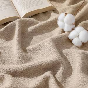 lot 21144 image: Bedsure 100% Cotton Herringbone Blanket, Queen Size, Khaki, 90x90 Inches