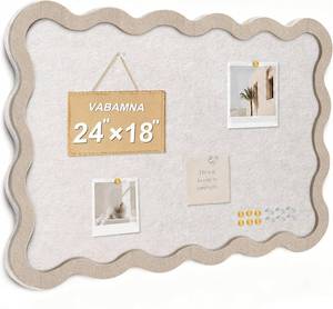 lot 21145 image: VABAMNA Scalloped Felt Bulletin Board 24x18, Cork Alternative, Oatmeal