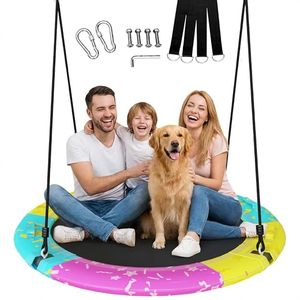 lot 21154 image: Lamerge 43-Inch Saucer Swing for Kids, 900 lb Capacity, Outdoor Disc Swing