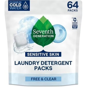 lot 21185 image: Seventh Generation Laundry Detergent Packs, Free & Clear, 64 Count