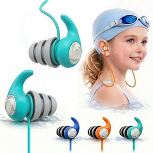 lot 21200 image: Swimming Ear Plugs for Adults & Kids with Lanyard, 3 Pairs, Waterproof
