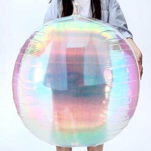 lot 21201 image: Halloscume 3 Pcs 32in Iridescent 4D Round Balloons - Holographic Foil Decor