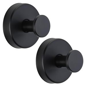 lot 21202 image: Suction Cup Hooks - No-Drill, Towels & Robes, Wall Mount, Matte Black (2)