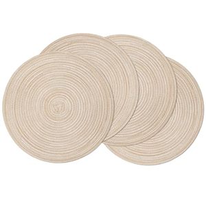 lot 21206 image: SHACOS Round Braided Placemats Set of 4, 15 inch, Non-Slip, Beige