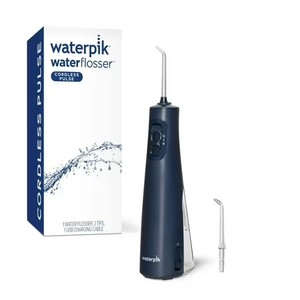 lot 21210 image: Waterpik Cordless Pulse Water Flosser, 2 Tips, Waterproof, WF-20 Blue
