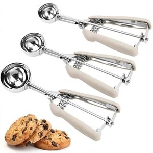 lot 21211 image: 3-Piece Cookie Scoop Set, 188 Stainless with Trigger Release