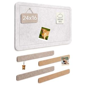 lot 21217 image: Small Felt Bulletin Board 24x16 and 4 Bar Strips Set - Oatmeal