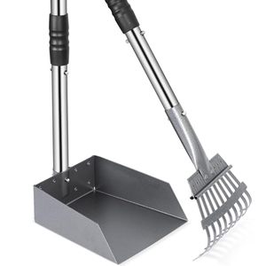 lot 21218 image: Dog Pooper Scooper, Poop Tray & Rake Set with Adjustable Stainless Handles