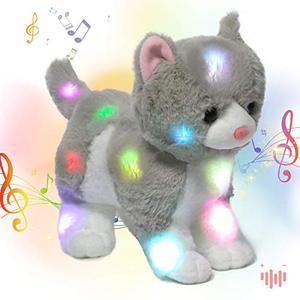 lot 21240 image: Hopearl LED Musical Stuffed Kitty Singing Plush Cat Adjustable 13.5