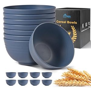 lot 21241 image: HOTEC BPA Free Unbreakable Wheat Straw Cereal Bowls, 26oz, Set of 8, Blue
