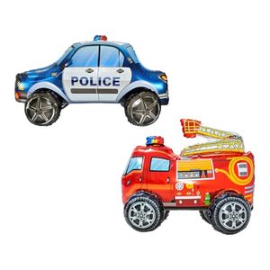 lot 21245 image: 35 Inch 3D Self-Standing Police Car & Fire Truck Foil Balloons Mylar Balloon
